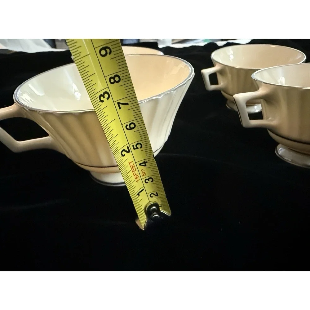 Lenox‎ Colonnade Platinum - 4 Tea Cups with Silver Trim - W306P